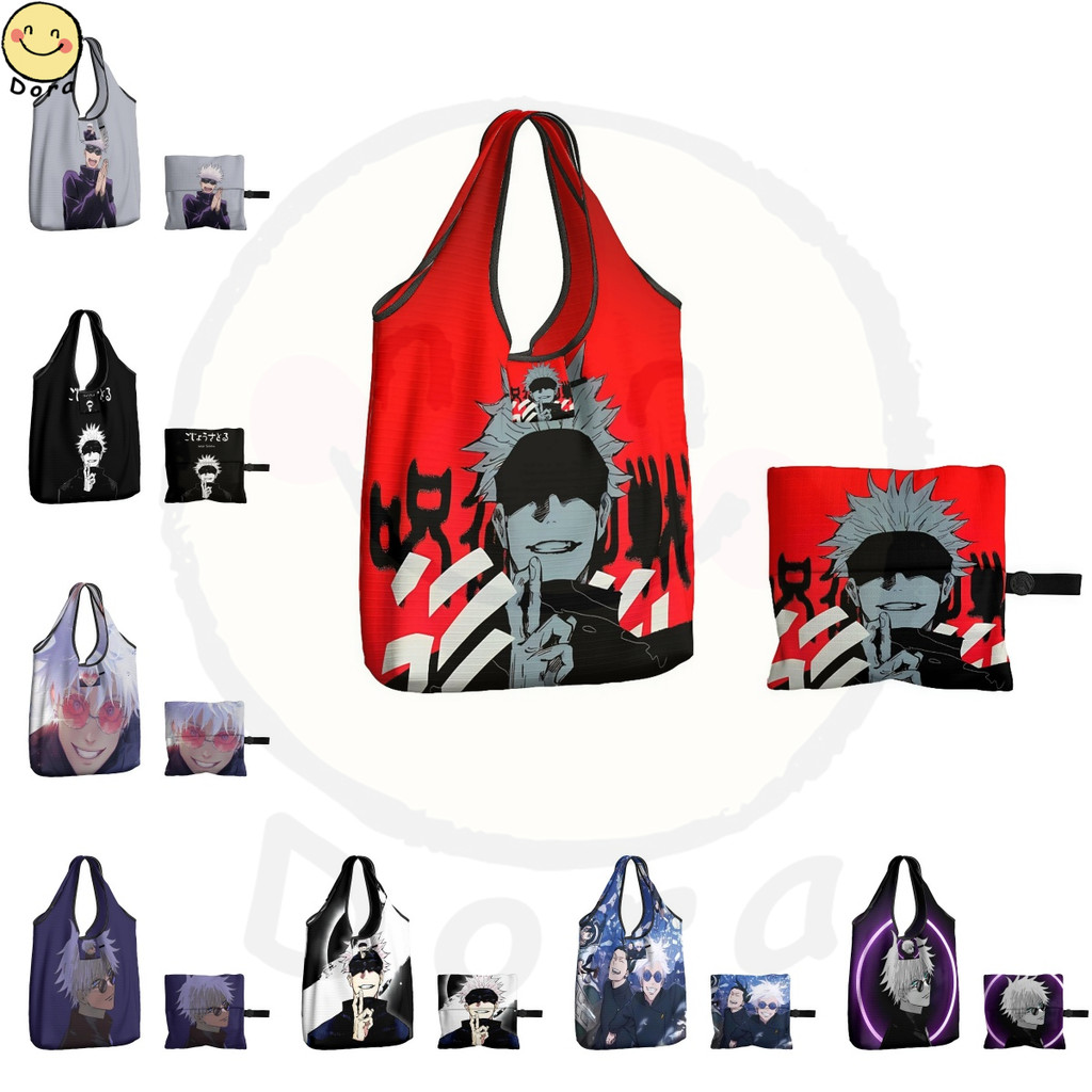 Jujutsu Kaisen Satoru Gojo กระเป๋าช้อปปิ้งReusable Grocery Toteกระเป๋าXLarge 50LBS Ripstopกระเป๋ารีไ