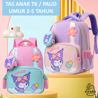 [FREE POUCH] Kivaro HelloKuromi Tas Anak Perempuan TK + Bonus Pouch Ransel Sekolah PAUD Ukuran 34cm | 605
