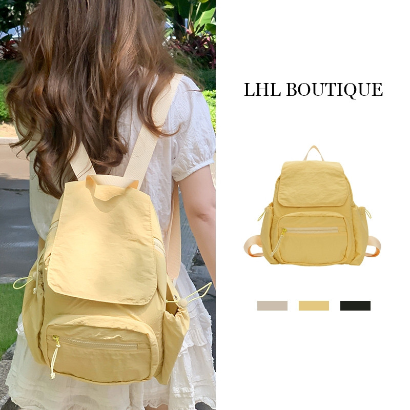 LHL BOUTIQUE กระเป๋าเป้ ไนลอน พับคุชชั่น น่ารัก กีฬา กระเป๋าเป้สีเหลือง  นักเรียน
