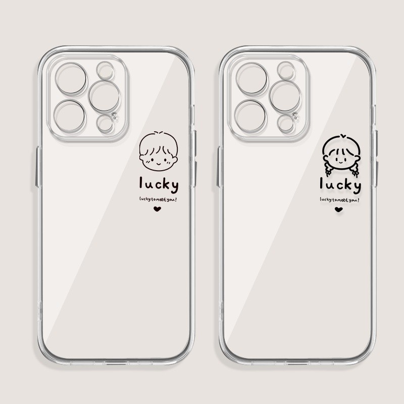Lucky ชายและหญิงโปร่งใสเคสโทรศัพท์สําหรับ OPPO RENO 5 4 PRO 4G 3 2 Z 2Z 2F 4Z 5Z 5F ACE RENO 10X ซูม