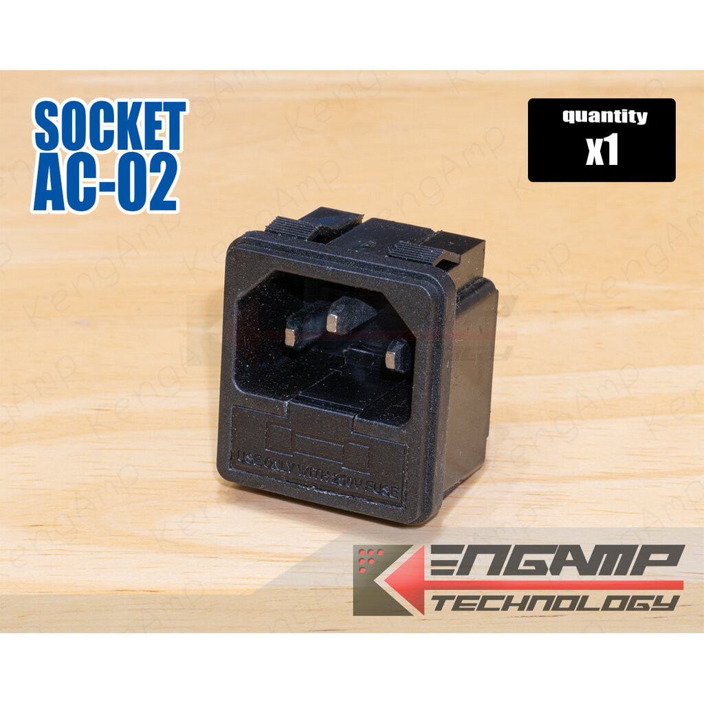 (1ตัว) [PJ] Socket AC-02 พร้อมฟิวส์ 10A/250V
