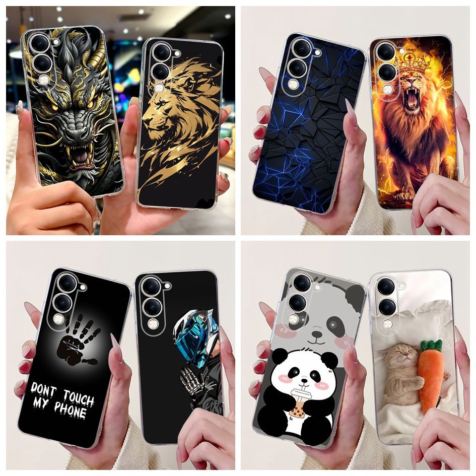 สําหรับ Vivo Y04 4G กรณี 2025 Cool Dragon Lion สัตว์รูปแบบซิลิโคนนุ่มปกหลังสําหรับ Vivo Y19e Y29s VivoY04 กันชน