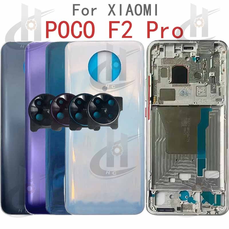 สําหรับ Xiaomi POCO F2 Pro แบตเตอรี่ฝาหลังปุ่ม + กรอบกล้องเลนส์