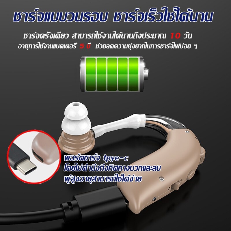 รับประกัน 3 ปี เครื่องช่วยฟัง คน หู ตึง หูฟังคนหูหนวก เครื่องช่วยฟังผู้สูงอายุ Hearing Aids หูฟัง ได้รับ FDA - รูปที่ 4