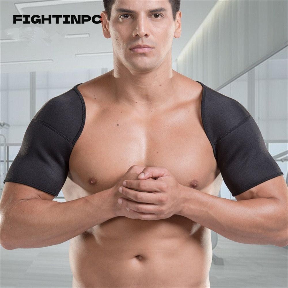 Fightinpc Safe Protector Shoulder, Breathable Basketball Double Shoulder Back Support, แบดมินตันแบบพกพาสวมใส่ง่ายกีฬาป้องกันไหล่