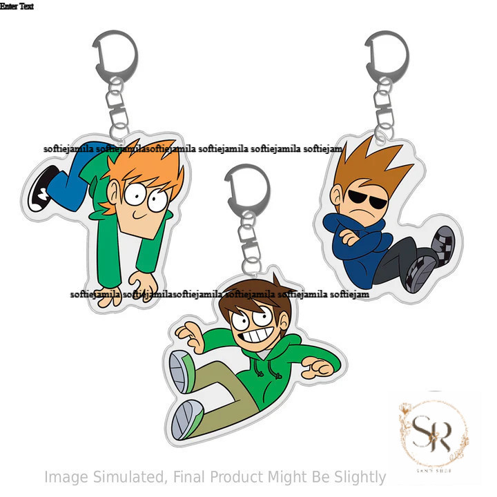 Matt อะนิเมะพวงกุญแจผู้หญิง Eddsworld 3 Pack Key Chains ผู้ชายอะคริลิคพวงกุญแจพวงกุญแจรถญี่ปุ่น Cos สาวของขวัญ