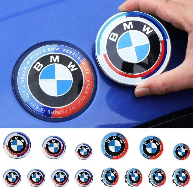 7Pcs Car Hood Front Rear Trunk Emblem Badge For BMW 50th Anniversary Edition E36 E46 E53 E90 E60 E93