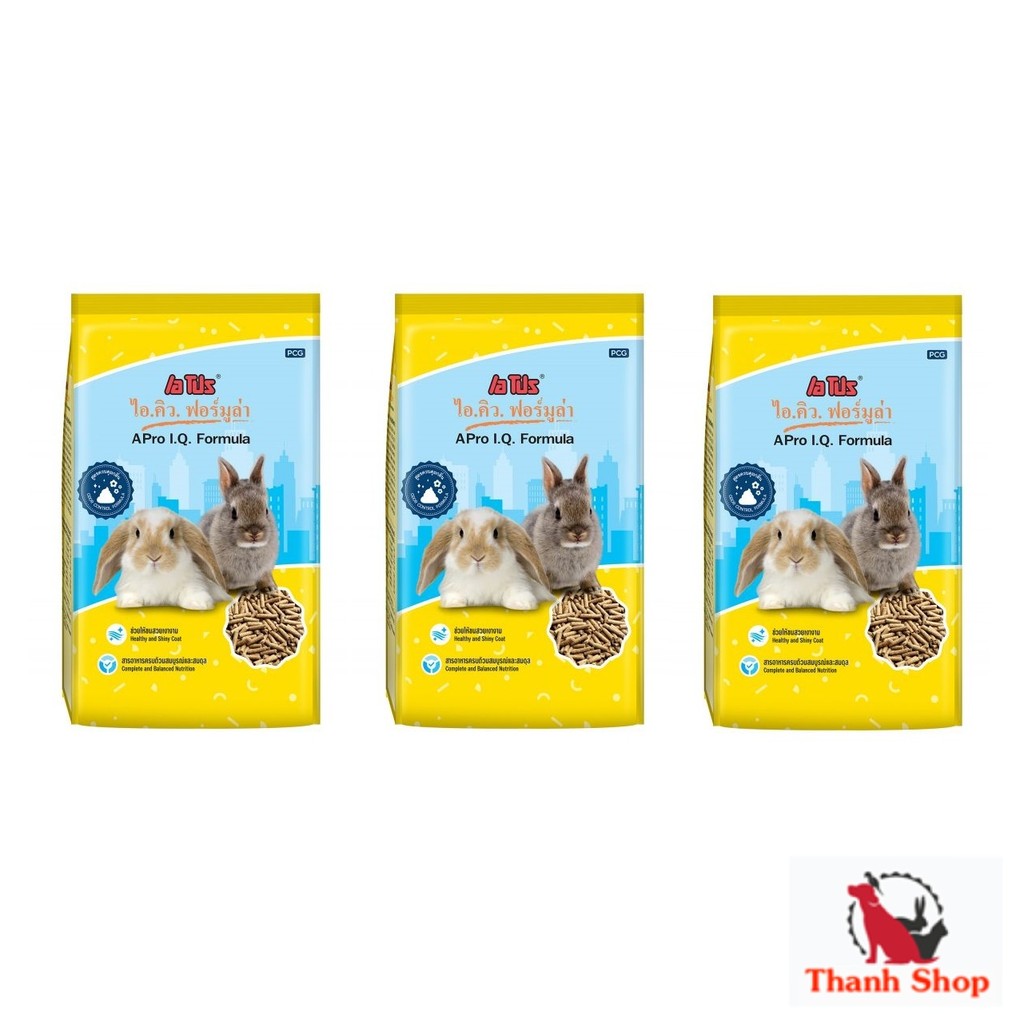 3 ถุง อาหารกระต่าย APro I.Q. Formula สีเหลือง สูตรสำหรับกระต่ายทุกช่วงวัย 1 Kg.