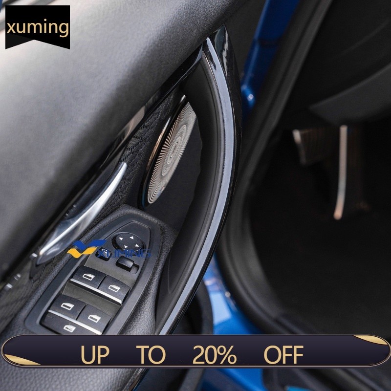 XM BMW F30 มือจับประตูดึงด้านในฝาครอบป้องกันคาร์บอนไฟเบอร์สีดําประตูรถสําหรับ BMW 3 Series 2013-2019