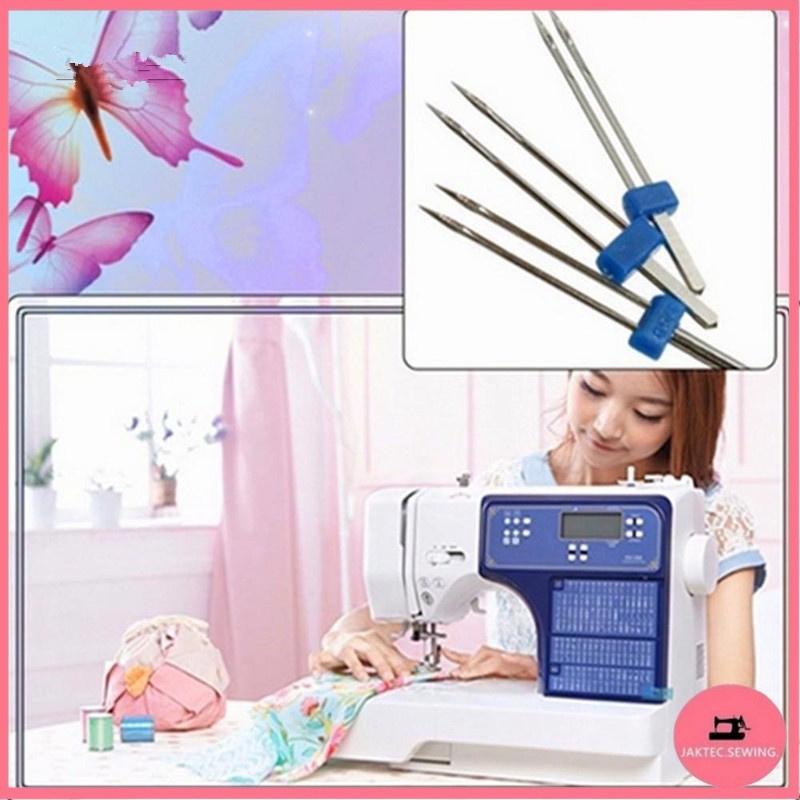 Twin needle เข็มจักรกระเป๋าหิ้ว เข็มคู่ห่าง พร้อมขนาด2mm 3mm 4mm  เข็มคู่ห่าง เข็มจักรบ้าน จักรกระเป๋าหิ้ว จักรซิกเเซก ( - รูปที่ 5