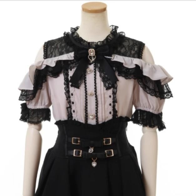 ญี่ปุ่น Mine Series ผู้หญิงสไตล์ญี่ปุ่น Mass-ผลิต Sweet Slimmer ดูลูกไม้เสื้อที่ไม่มีสายหนังโบว์คู่เอวสูง Culottes - รูปที่ 4