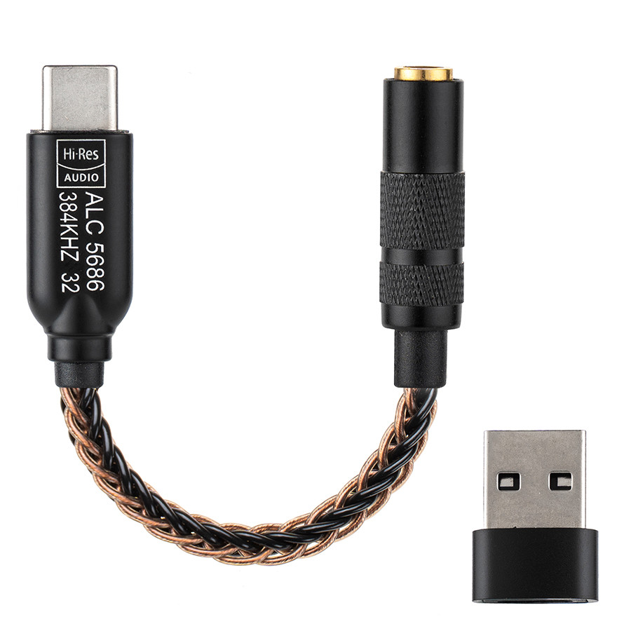 ใหม่ ALC5686 USB-C ถึง 3.5 มม.อะแดปเตอร์เสียงเครื่องขยายเสียงหูฟัง HiFi DAC 32bit/384Khz ถอดรหัสเสียง Type-C Converter