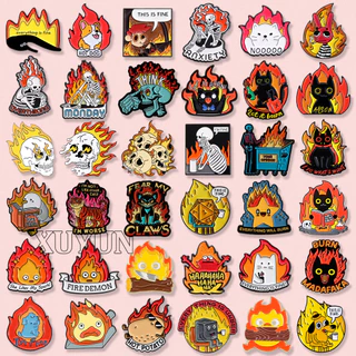 Creative Fire เปลวไฟเข็มกลัด Im Fine ตลกป้ายโลหะบุคลิกภาพแฟชั่นเสื้อผ้ากระเป๋าเป้สะพายหลังเคลือบ Pin อุปกรณ์เสริมเครื่องประดับของขวัญ