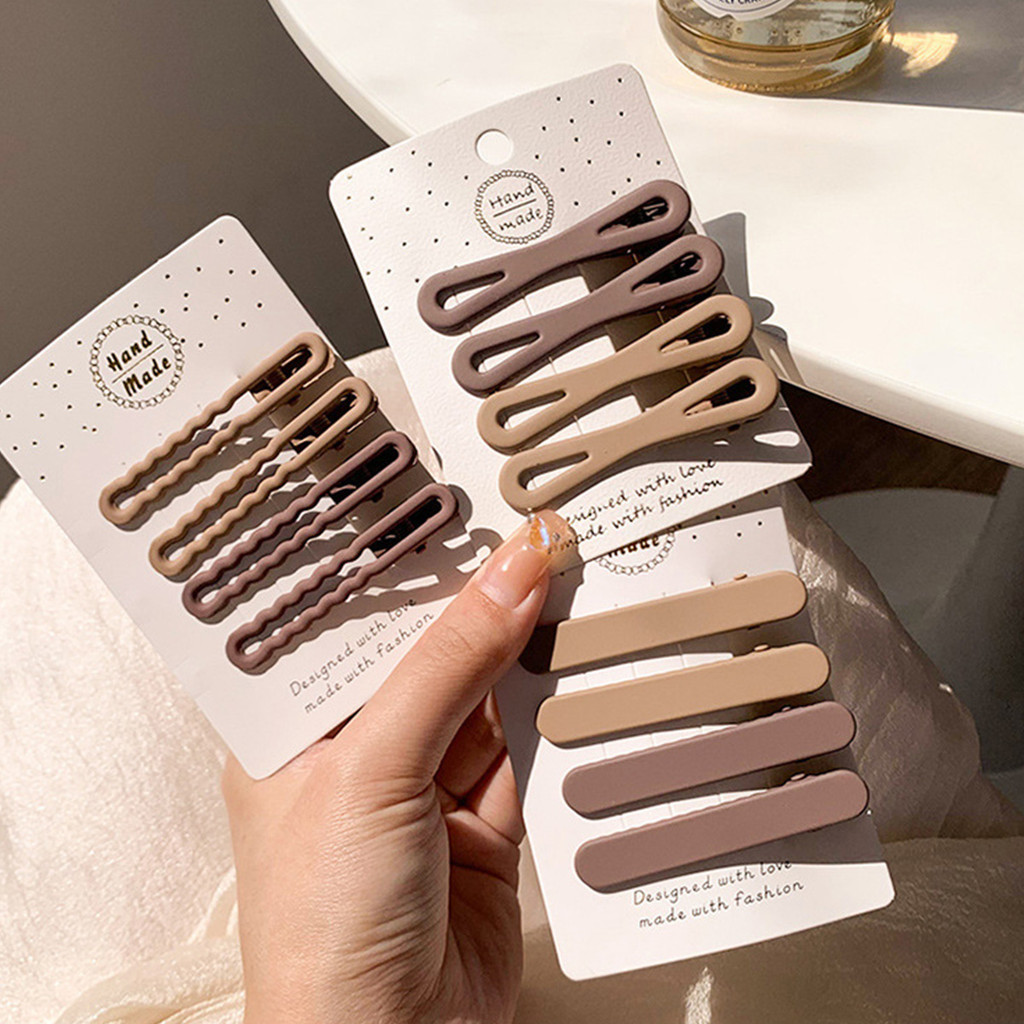 BBD 4 ชิ้นชุดกิ๊บติดผมสีกากี Series สําหรับผู้หญิงและเด็กผู้หญิง Klip Rambut L397