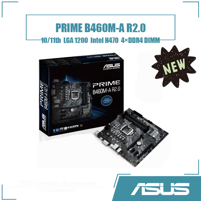 [ใหม่] ASUS PRIME B460M-A R2.0 เมนบอร์ด 4DIMM Intel H470 128GB LGA1200 เมนบอร์ดเดสก์ท็อป