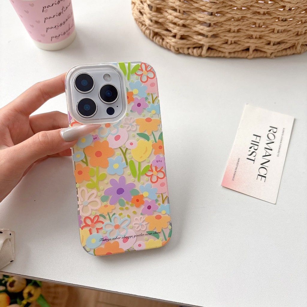 ดอกไม้ที่มีสีสันเคสโทรศัพท์Drop-ResistantสําหรับiPhone 16 Promax 15 Promax 11 12 13 Mini 14plus 11 Promax XS XR XS Max 78 7plus 6SP 6S
