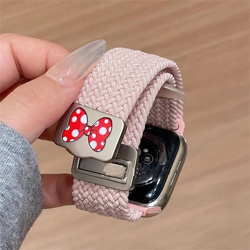 การ์ตูนน่ารัก Bowknot สายแม่เหล็กสําหรับ Apple Watch Band 41 มม.40 มม.42 มม.46 มม.45 มม.44 41 42 Ultra2 49 มม.Correa สําหรับ Iwatch Series 10 9 8 SE 7 6