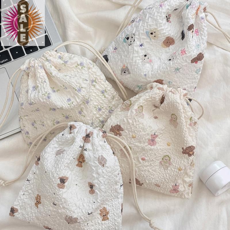 บน 1PCS เกาหลีน่ารักกระเป๋าใส่เหรียญขนาดเล็ก Key หูฟัง Drawstring กระเป๋าเก็บสาวเครื่องประดับลิปสติกเครื่องสําอางเชือกกระเป๋า String กระเป๋า A