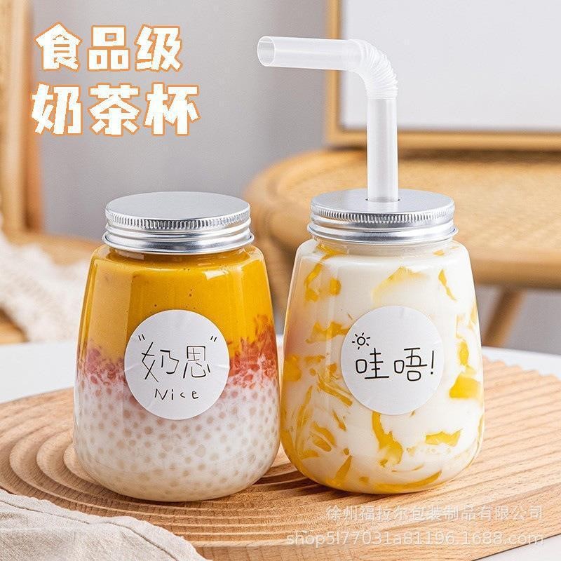 Novvia 500ml ขวดเครื่องดื่มน้ําผลไม้แบบใช้แล้วทิ้งทรงสี่เหลี่ยมชานมขวดโยเกิร์ตพลาสติก {TH}