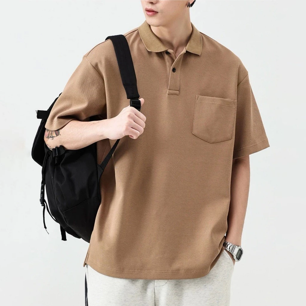 🔥BECoolMan🔥เสื้อโปโลผู้ชาย ฤดูร้อนรุ่นใหม่ คอปกครึ่งแขน หลวมแมทช์ลุคง่าย ลำลอง ยอดนิยม