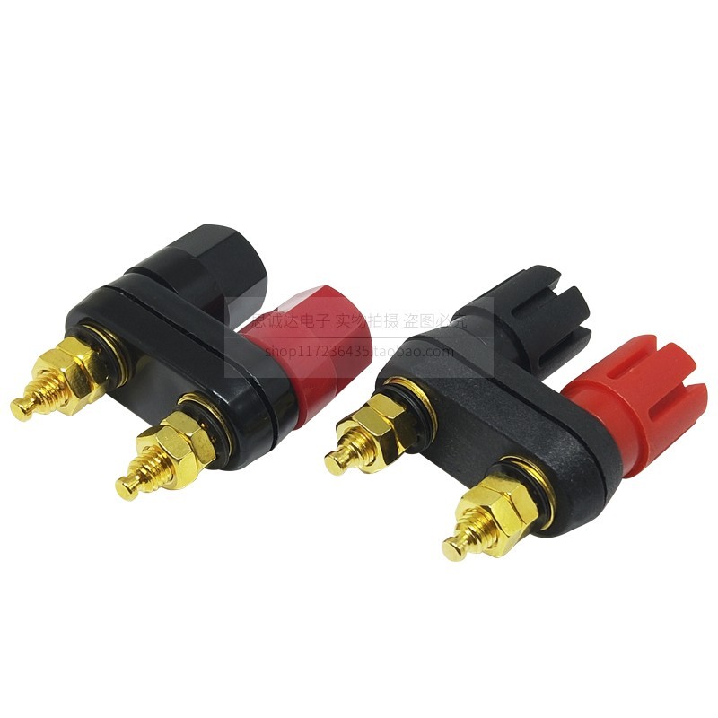 Terminal Conjoined Dual-Bit ลําโพงเครื่องขยายเสียง 4 มม.กล้วยซ็อกเก็ตสีแดงสีดํา Double Hexagon Double Terminal