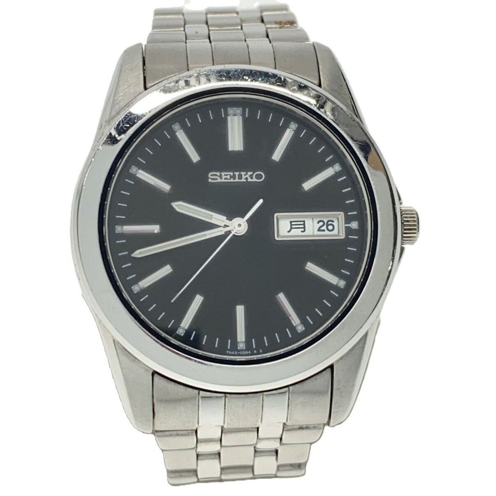 Seiko(ไซโก) Wrist Watch SEIKO Men's Day Date Quartz Analog Stainless BLK SLV SS 7N43-0AM0 Direct fro