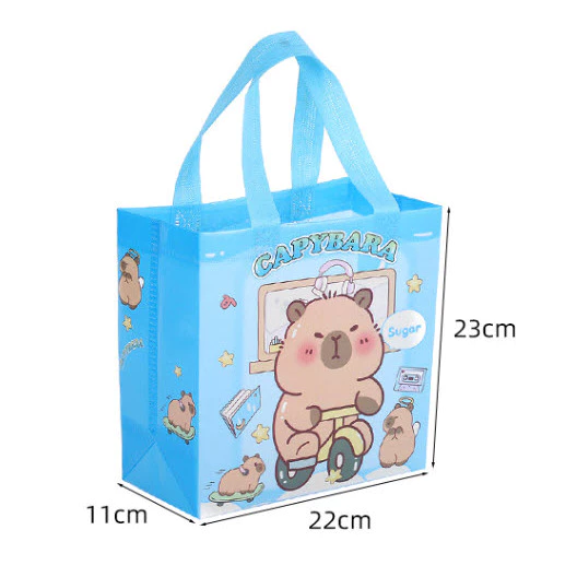 S0293 กระเป๋าผ้า ถุงของขวัญ ลายการ์ตูน น่ารัก 22x23x11ซม. ใส่ของ ใส่เครื่องเขียน ใส่เอกสาร พับได้ thumbnail 5