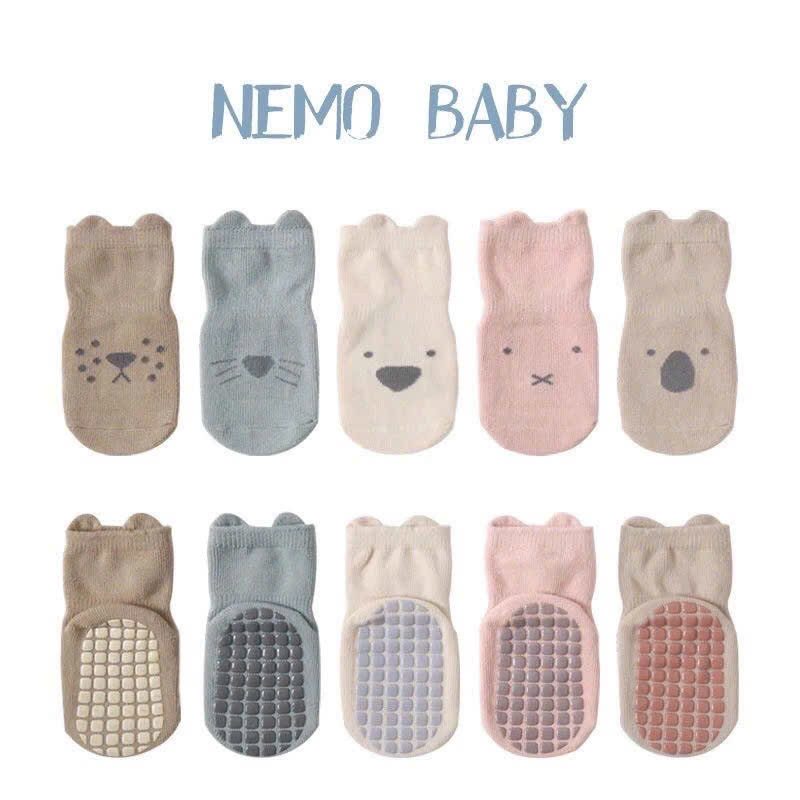 Set 10 ชิ้น NEMO BABY ถุงเท้ากันลื่นลายสัตว์น่ารัก ผ้าระบายอากาศสําหรับเด็กทารก BabyBi SHOP Pillow