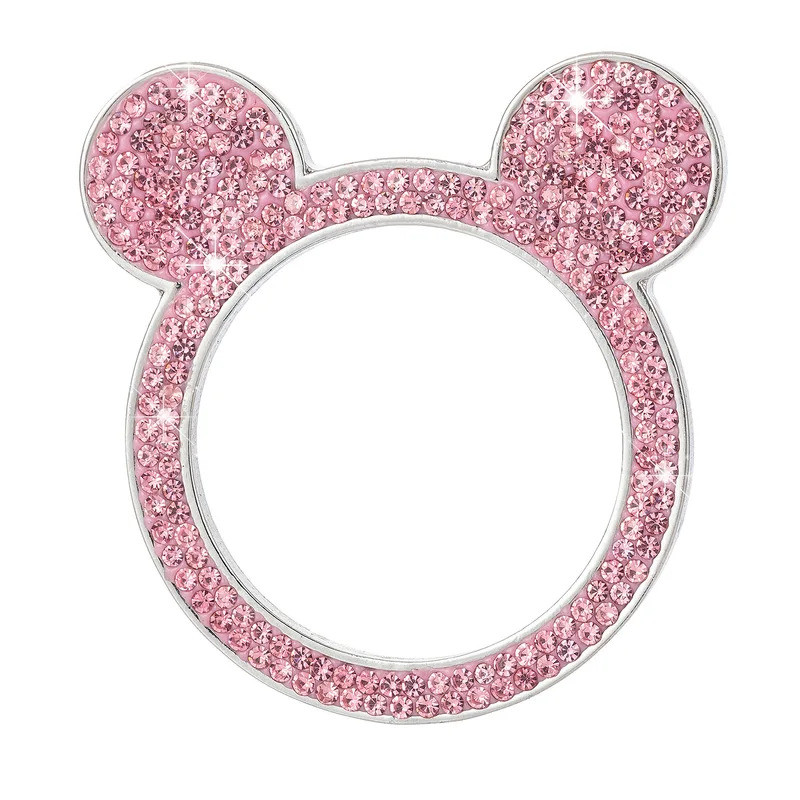 รถน่ารักหนึ่งคลิกปุ่มเริ่มต้นตกแต่งวงกลมสร้างสรรค์เพชรคริสตัลแหวนจุดระเบิดสติกเกอร์ฝาครอบป้องกันภายในรถ