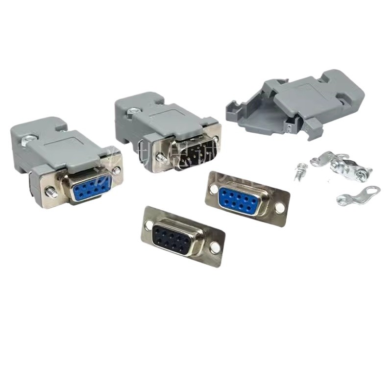 Db9 ชายหัวหญิงหัว Nine-Pin RS232 Serial Port Connector Socket COM Port Nine-Pin Plug เชื่อมลวดประเภทสีดํา/สีฟ้า