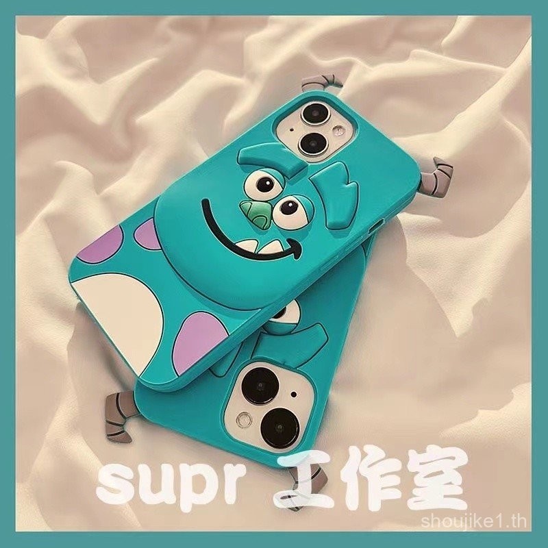 ลายการ์ตูนสามมิติ Blue Hairy Monster Apple 15เคสมือถือ iphone14ซิลิโคน13PROMAX 12กันกระแทก11ผู้หญิง