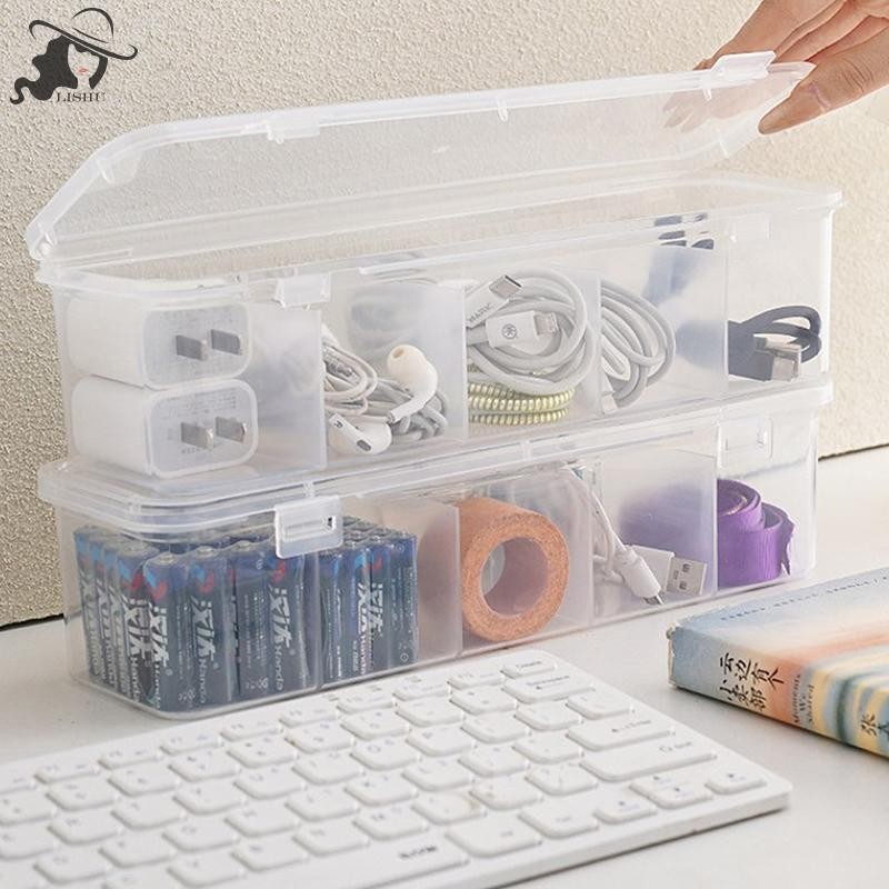 Lishu 1PC 5 กริด al อุปกรณ์เสริมผมกล่องเก็บเครื่องประดับโปร่งใสช่อง Desktop Home Storage กล่อง th