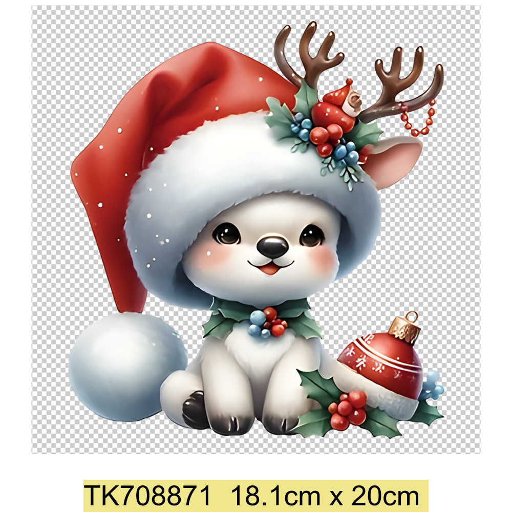 Diy คริสต์มาส Reindeer แผ่นถ่ายเทความร้อนสําหรับ DIY ผ้าเสื้อยืด/หมอนเสื้อผ้าตกแต่งความร้อน Transfer Design ขนาด 20 ซม.* 20 ซม.ทนทานและติดทนนาน