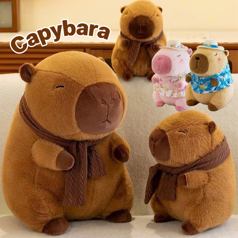 พร้อมส่ง ผ้าพันคอ Capybara ตุ๊กตาตุ๊กตา ตุ๊กตาคาปิบาร่า ผ้าพันคอที่ถอดออกได้ ของเล่นเด็กผู้หญิง ของขวัญวันเกิด