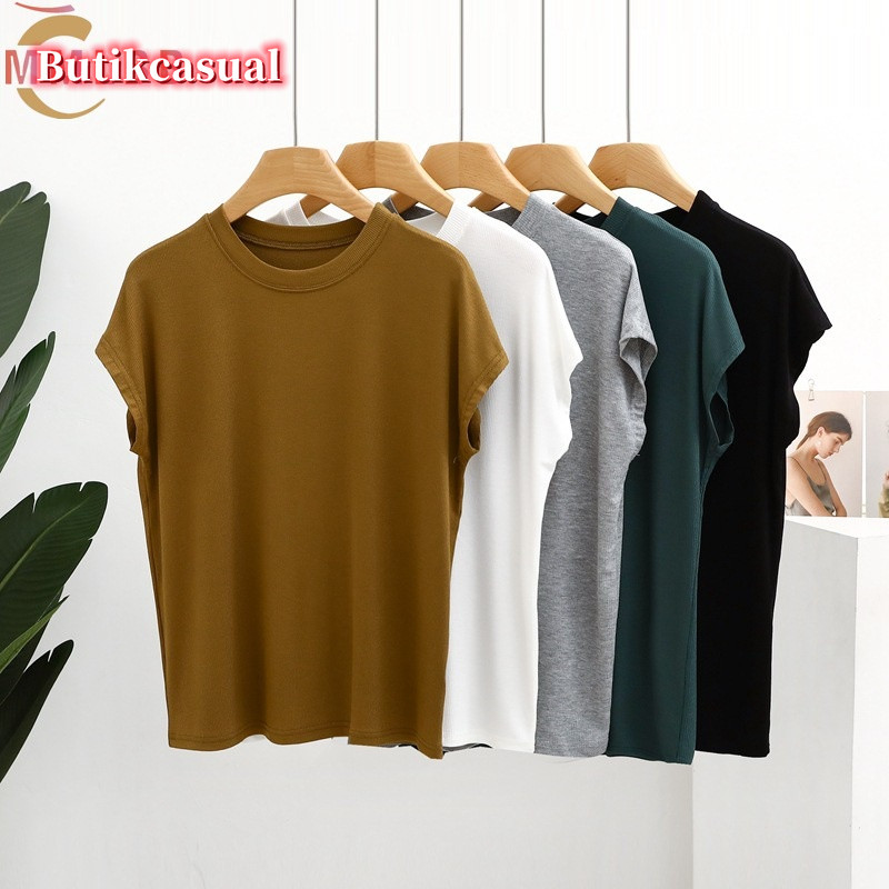 เสื้อยืดผู้หญิง แขนค้างคาว ผ้าฝ้าย ใส่สบาย ฤดูร้อน สไตล์ลําลองแฟชั่น