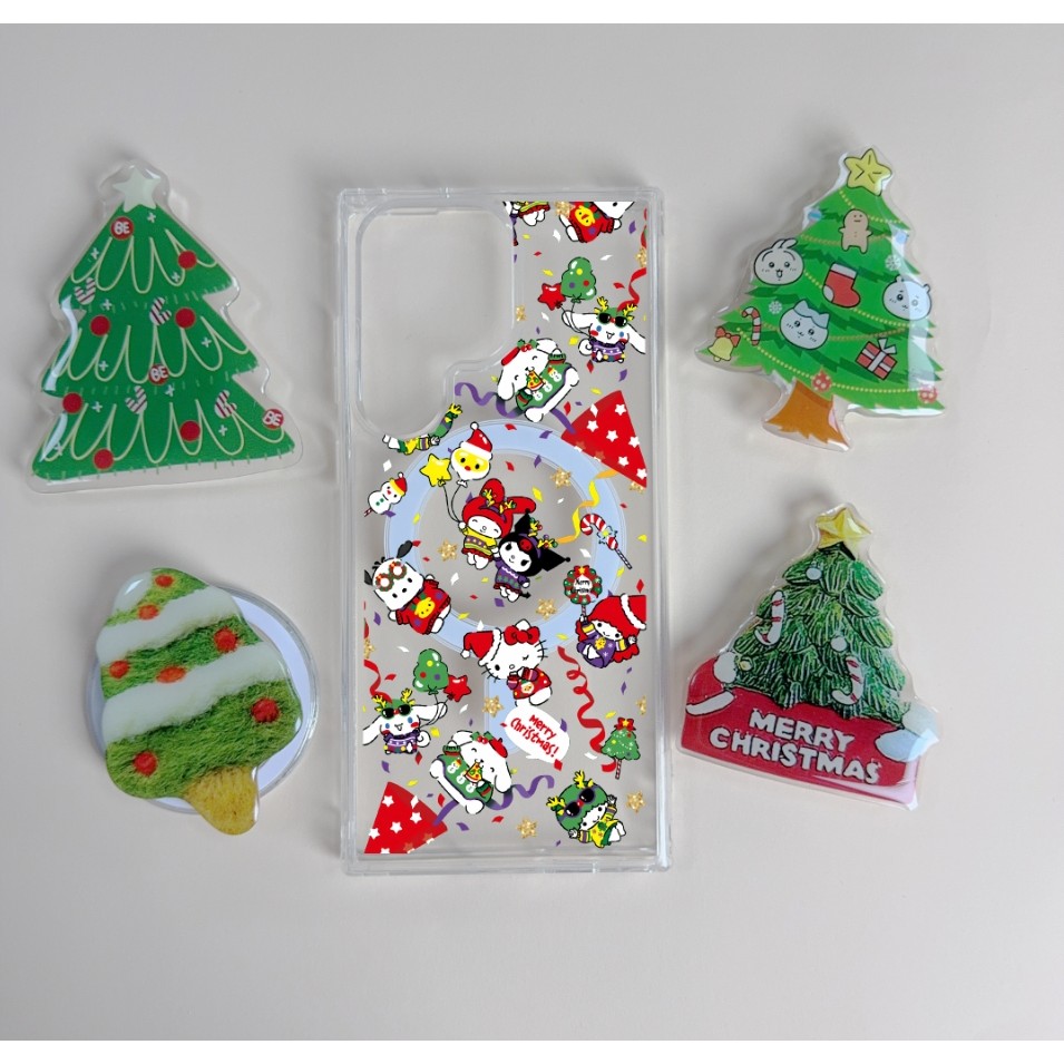 โทรศัพท์ Grip Christmas Elf รูปแบบสําหรับ Samsung s22 s22plus ultra กรณี Girly S23 S23Plus s23fe s24 s24plus s24ultra ฝาครอบ