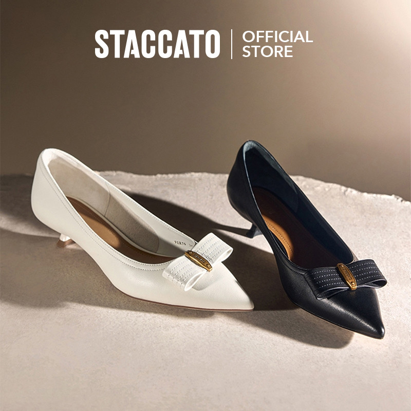 Staccato Women's Kitten Bow Heels รองเท้าคัทชู ส้นเตี้ย หัวแหลม 9ER76