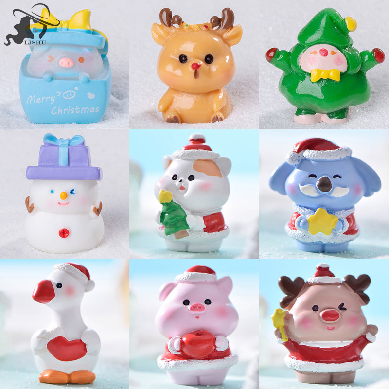 Lishu มินิเรซิ่นตกแต่งคริสต์มาส Snowman Tree Elk กระต่าย Micro เครื่องประดับภูมิทัศน์ DIY ตกแต่งบ้านอุปกรณ์ตกแต่งภายในรถยนต์ th