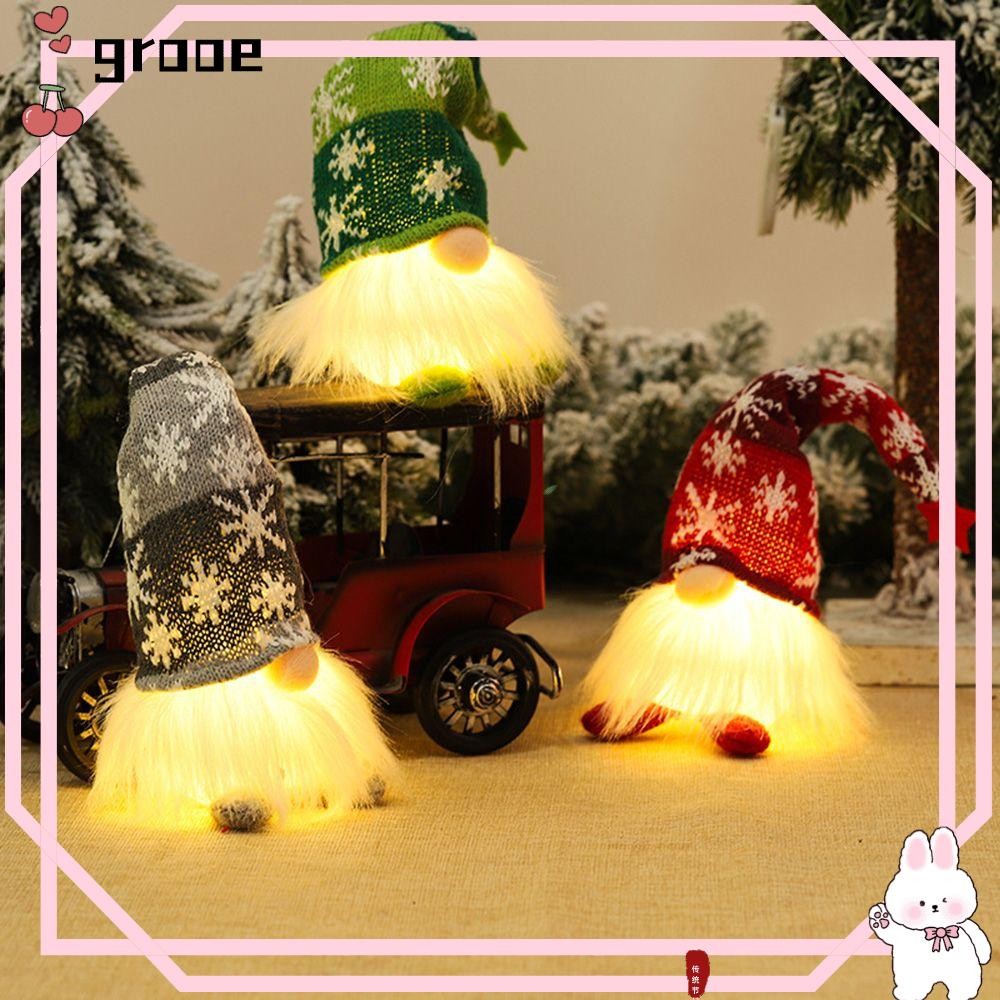 Grange คริสต์มาส Faceless ตุ๊กตา,เรืองแสงนุ่มตกแต่งคริสต์มาส, XMAS ผ้าถัก PP ผ้าฝ้ายสีเทาสีแดงสีเขียวเรืองแสง Gnome ตุ๊กตาเครื่องประดับคริสต์มาสปี