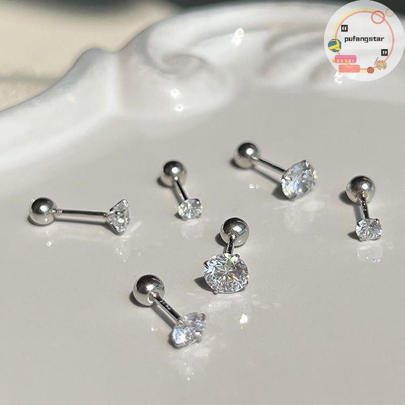 Pufangstar 1 คู่ 3/4/5 มม.คริสตัลเพทายหู Studs ต่างหูผู้หญิงสแตนเลสกระดูกอ่อน Helix หูกระดูกเล็บหูเครื่องประดับของขวัญ TH