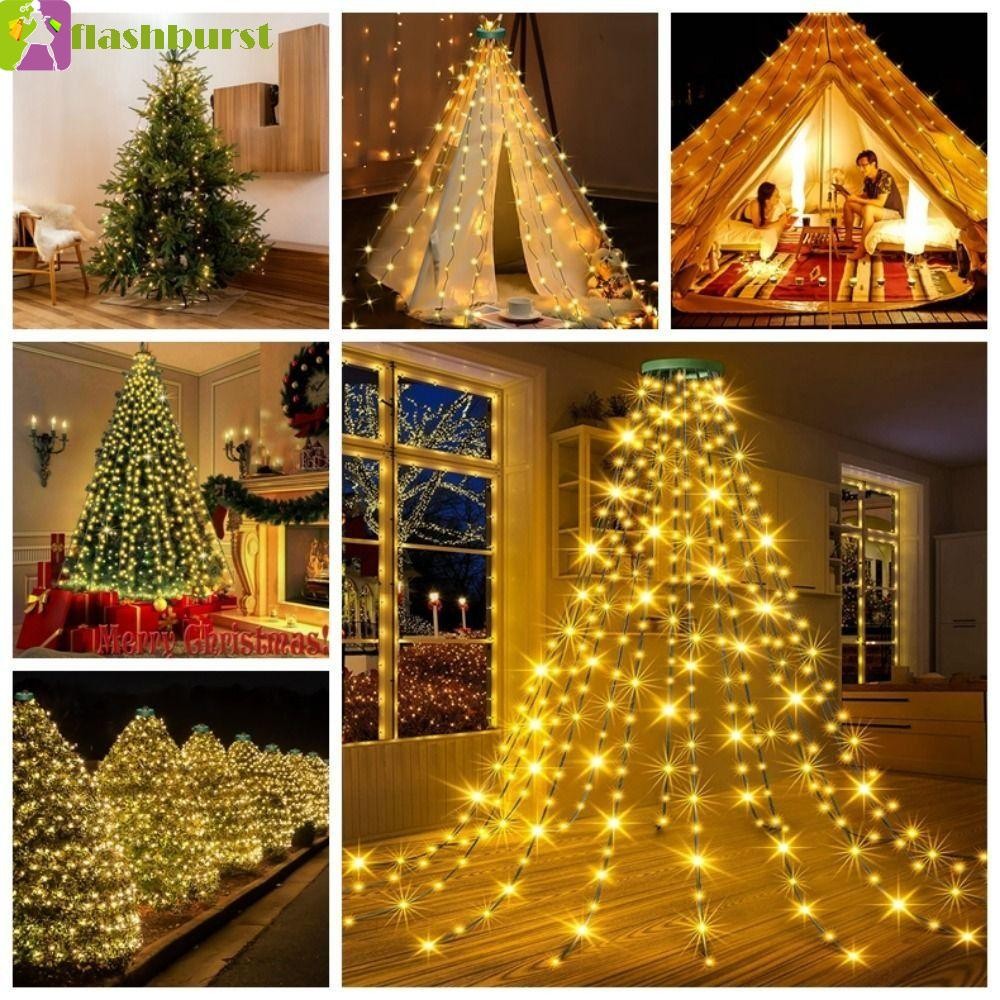 Flashburst ไฟคริสต์มาสพร้อมแหวน,วอร์มไวท์ 8 โหมดไฟ LED String ไฟ, 200/280 LED 10 เส้น IP44 กันน้ําหลากสีรีโมทคอนโทรลต้นไม้แสงพวงมาลัยงานแต่งงาน
