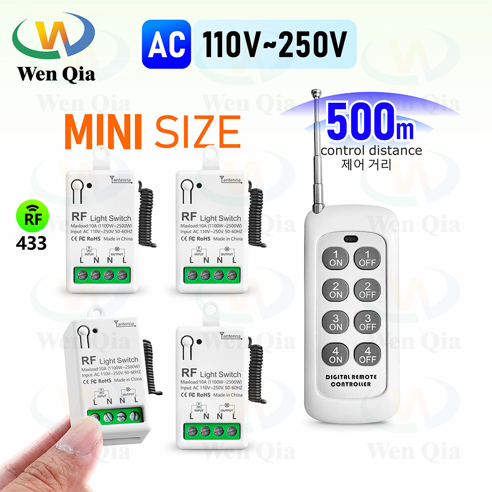 รีโมทคอนโทรลไร้สายสวิตช์ไฟ Mini RF Receiver 110V 220V 10A 433Mhz 500m ระยะทางรีโมทคอนโทรล Interrupter สําหรับหลอดไฟ LED
