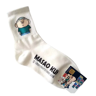 ถุงเท้าหญิงน่ารัก Crayon Shin-Chan กลางหลอด Preppy สไตล์นักเรียน Four Seasons All @
