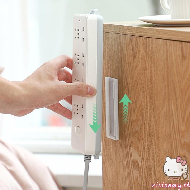 Vision Self-Adhesive Power Strip Holder Fixator ติดผนัง Plug-In Socket Fixer Bracket Stand Punch-ฟรีสาย Organiz
