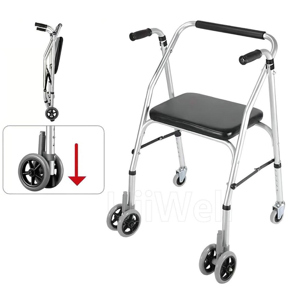 UiiWell  รับประกัน 3 ปี Walker ช่วยเดิน *มีล้อเปลี่ยนขาได้* หัดเดิน ปรับระดับได้
