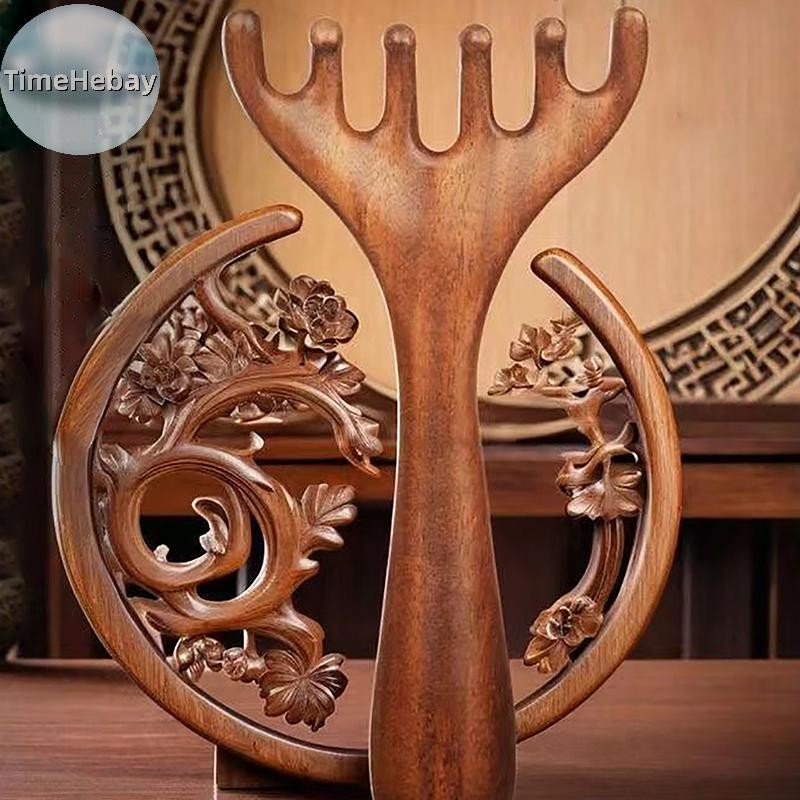 Timehebay Body Meridian หวีนวดเรซิ่นกวาง Antlers ฟันกว้างฝังเข็มช่วยการไหลเวียนโลหิต Anti-static ผมเรียบ EN