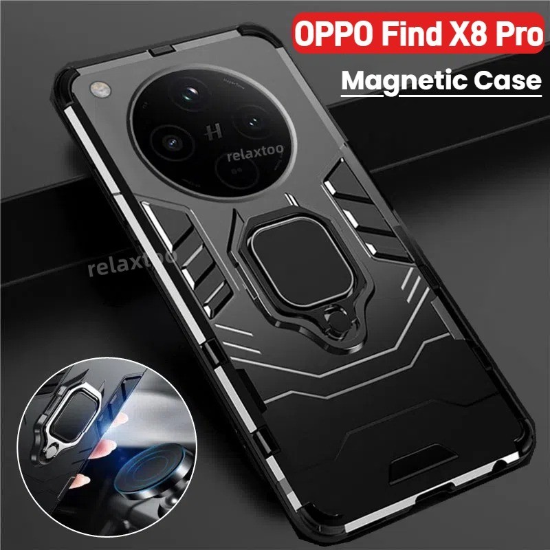Oppo FindX8 Pro 5GปลอกสําหรับOPPOค้นหาX8 Pro X8Pro FindX8Pro 5G 2024 PKB110 โลหะแม่เหล็กแหวนผู้ถือStent Hardเคสโทรศัพท์ปกป้องเกราะกันกระแทกกันชนปกหลัง