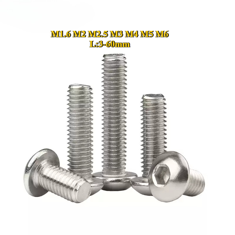 [BY-XSP-w] Button Head Hexagon Socket Machine Screw Nickel plated  /น็อต สกรู หัวจมกลม ชุบนิกเกิล（10