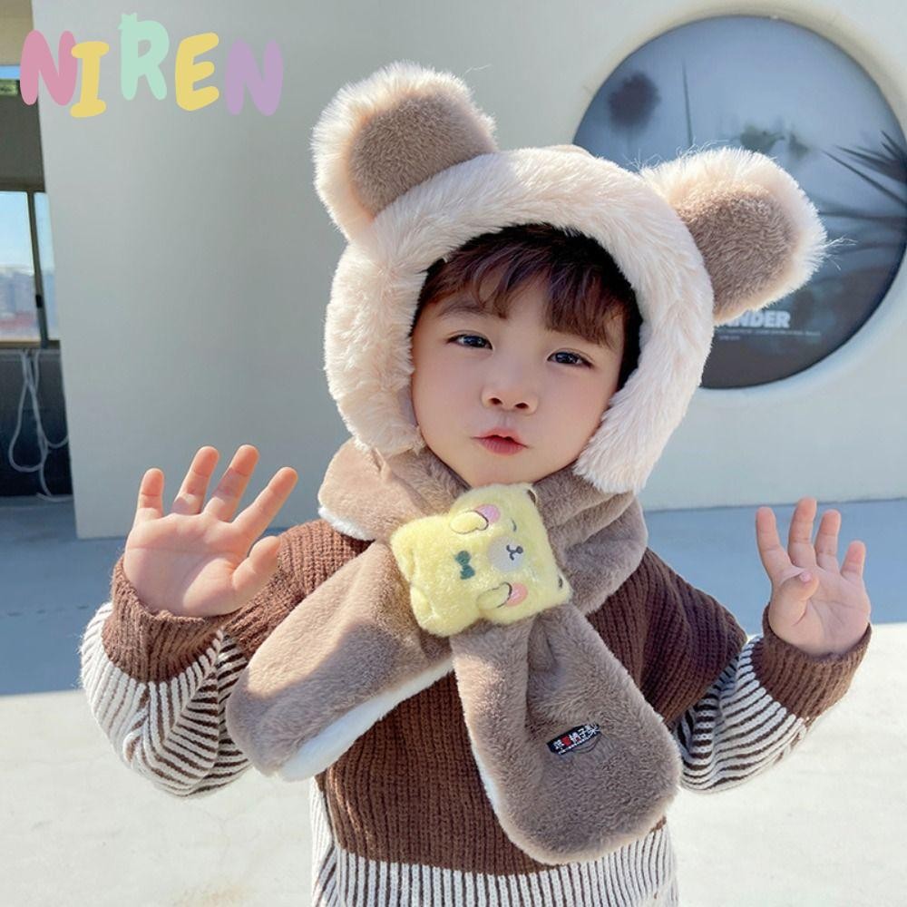 นี่ หมวกผ้าพันคอ ,ฤดูหนาวน่ารักการ์ตูนหูป้องกันหมวก,แฟชั่นสามชิ้น กันลม เย็นหลักฐานข้าม ผ้าพันคอ สําหรับเด็ก