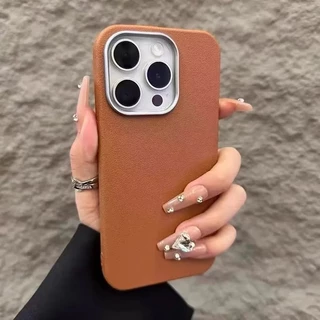 หรูหรา Matte หนังสําหรับ iPhone 16 15 Pro Max 16e 14 13 12 11 Pro X XS Max XR 7 8 Plus SE2020 เลนส์ป้องกันกันกระแทก